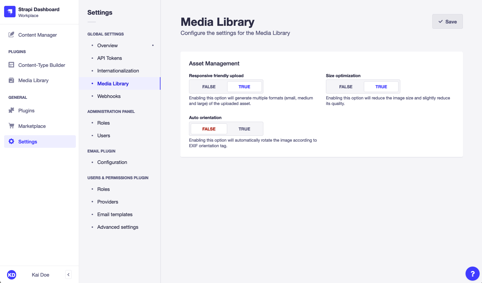 Media Library settings